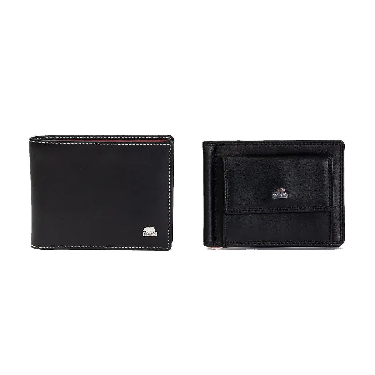 Gift Set - Elegant Efficiency: Men's Wallet and Money Clip Gift Set - Brown Bear