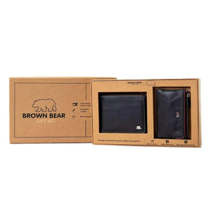 Gift Set - Everyday Essentials: Men's Wallet and Key Case Gift Set - Brown Bear