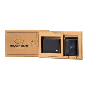 Gift Set - Sleek and Secure: Men's Wallet and Card Holder Gift Set - Brown Bear