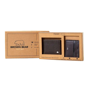 Gift Set - Sleek and Secure: Men's Wallet and Card Holder Gift Set - Brown Bear