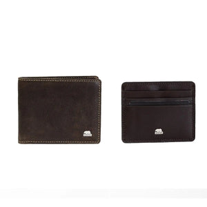 Gift Set - Sleek and Secure: Men's Wallet and Card Holder Gift Set - Brown Bear