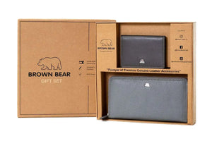 Gift Set : Stylish Essentials: Women's Wallet & Card Holder Gift Set - Brown Bear