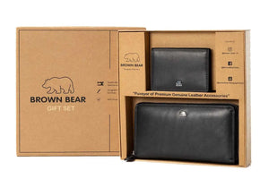 Gift Set : Stylish Essentials: Women's Wallet & Card Holder Gift Set - Brown Bear