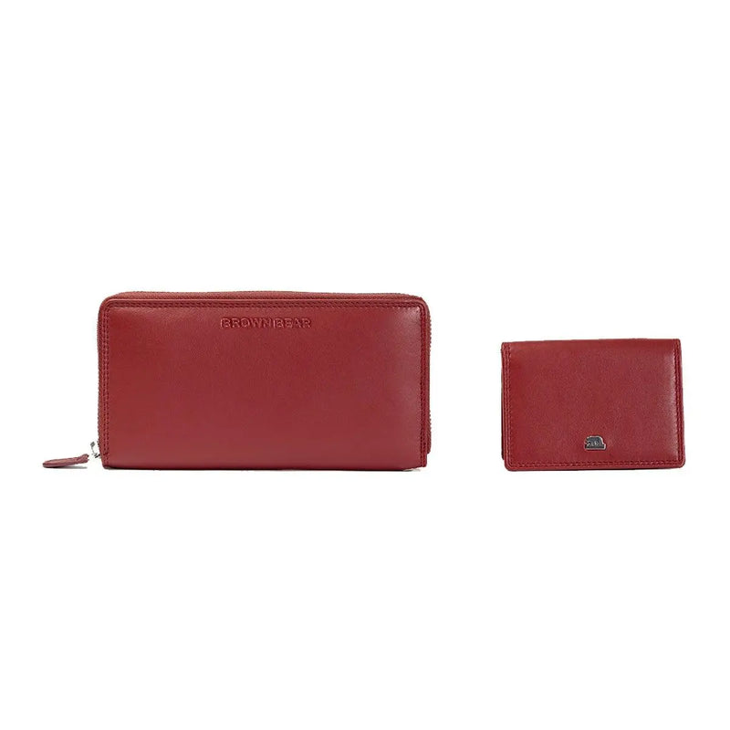 Gift Set : Stylish Essentials: Women's Wallet & Card Holder Gift Set - Brown Bear