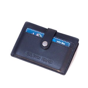 Grid Card Holder for 08 pieces in Genuine Leather - Brown Bear