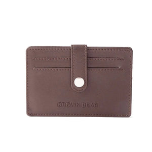Grid Card Holder for 08 pieces in Genuine Leather - Brown Bear