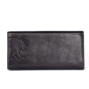 Ladies Wallet with Flap Closure in Genuine Leather - Brown Bear