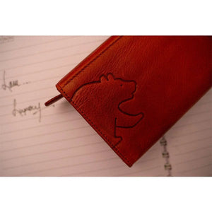 Ladies Wallet with Flap Closure in Genuine Leather - Brown Bear