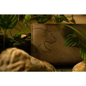 Ladies Wallet with Flap Closure in Genuine Leather - Brown Bear