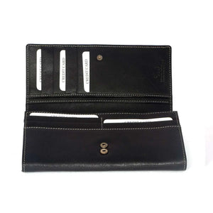 Ladies Wallet with Flap Closure in Genuine Leather - Brown Bear