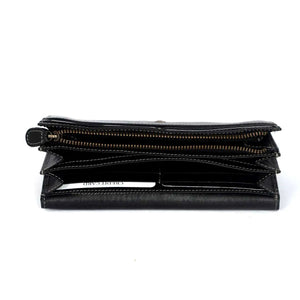 Ladies Wallet with Flap Closure in Genuine Leather - Brown Bear