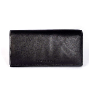 Ladies Wallet with Flap Closure in Genuine Leather - Brown Bear