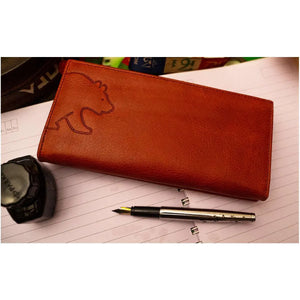 Ladies Wallet with Flap Closure in Genuine Leather - Brown Bear
