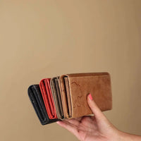 Ladies Wallet with Flap Closure in Genuine Leather - Brown Bear