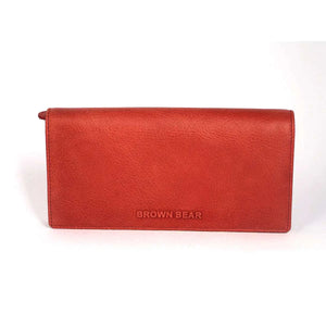 Ladies Wallet with Flap Closure in Genuine Leather - Brown Bear