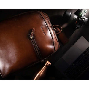 Leather Manhattan Backpack in Genuine Leather - Brown Bear