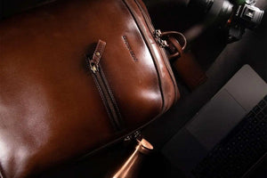 Leather Manhattan Backpack in Genuine Leather - Brown Bear