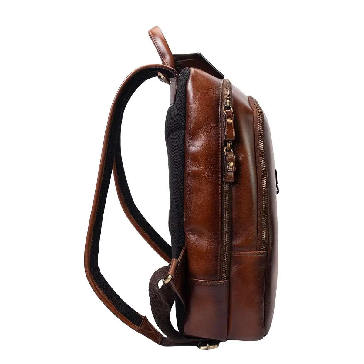 Leather Manhattan Backpack in Genuine Leather - Brown Bear