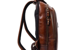 Leather Manhattan Backpack in Genuine Leather - Brown Bear