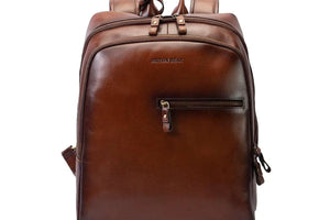 Leather Manhattan Backpack in Genuine Leather - Brown Bear