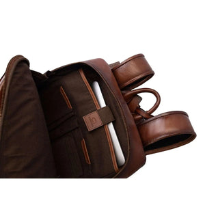 Leather Manhattan Backpack in Genuine Leather - Brown Bear