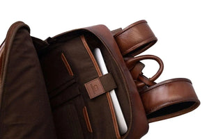 Leather Manhattan Backpack in Genuine Leather - Brown Bear