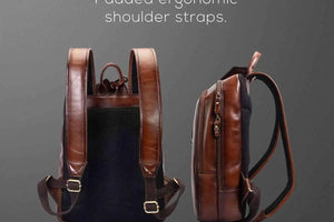 Leather Manhattan Backpack in Genuine Leather - Brown Bear
