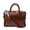 Leather Manhattan Laptop Bag in Genuine Leather - Brown Bear