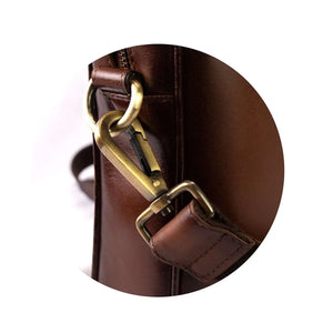 Leather Manhattan Laptop Bag in Genuine Leather - Brown Bear