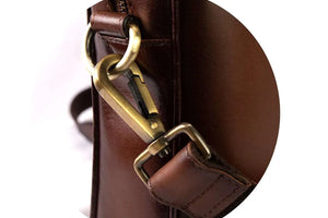 Leather Manhattan Laptop Bag in Genuine Leather - Brown Bear