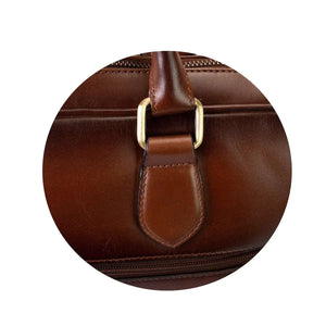 Leather Manhattan Laptop Bag in Genuine Leather - Brown Bear
