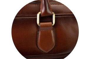Leather Manhattan Laptop Bag in Genuine Leather - Brown Bear