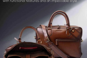 Leather Manhattan Laptop Bag in Genuine Leather - Brown Bear