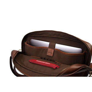 Leather Manhattan Laptop Bag in Genuine Leather - Brown Bear