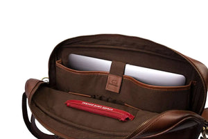 Leather Manhattan Laptop Bag in Genuine Leather - Brown Bear