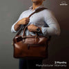 Leather Manhattan Laptop Bag in Genuine Leather - Brown Bear