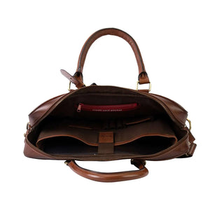 Leather Manhattan Laptop Bag in Genuine Leather - Brown Bear