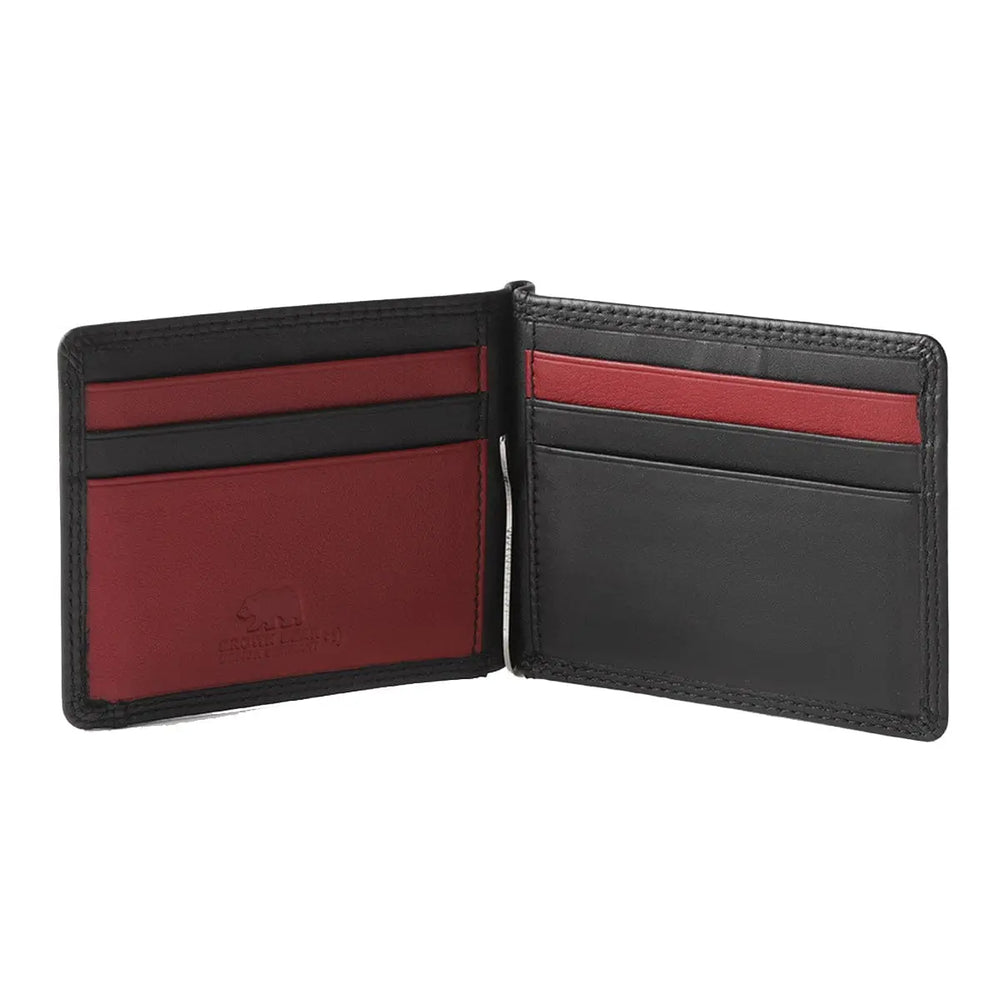 Leather Money-Clip Holder with RFID Protection in Genuine Leather - Brown Bear