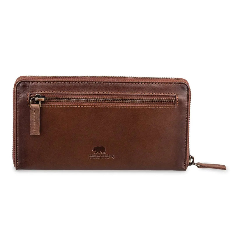 Manhattan Ladies Wallet in Genuine Leather - Brown Bear