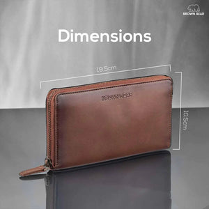 Manhattan Ladies Wallet in Genuine Leather - Brown Bear