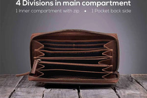 Manhattan Ladies Wallet in Genuine Leather - Brown Bear