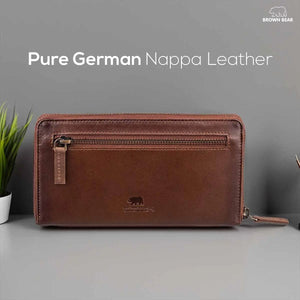 Manhattan Ladies Wallet in Genuine Leather - Brown Bear