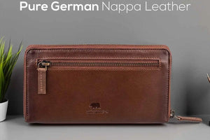 Manhattan Ladies Wallet in Genuine Leather - Brown Bear