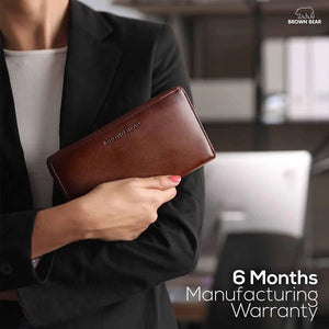 Manhattan Ladies Wallet in Genuine Leather - Brown Bear