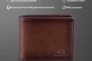 Manhattan Men’s Wallet with Coin Pocket, ID and RFID Technology - Brown Bear