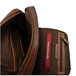 Manhattan Messenger Bag for I-Pad in Genuine Leather - Brown Bear