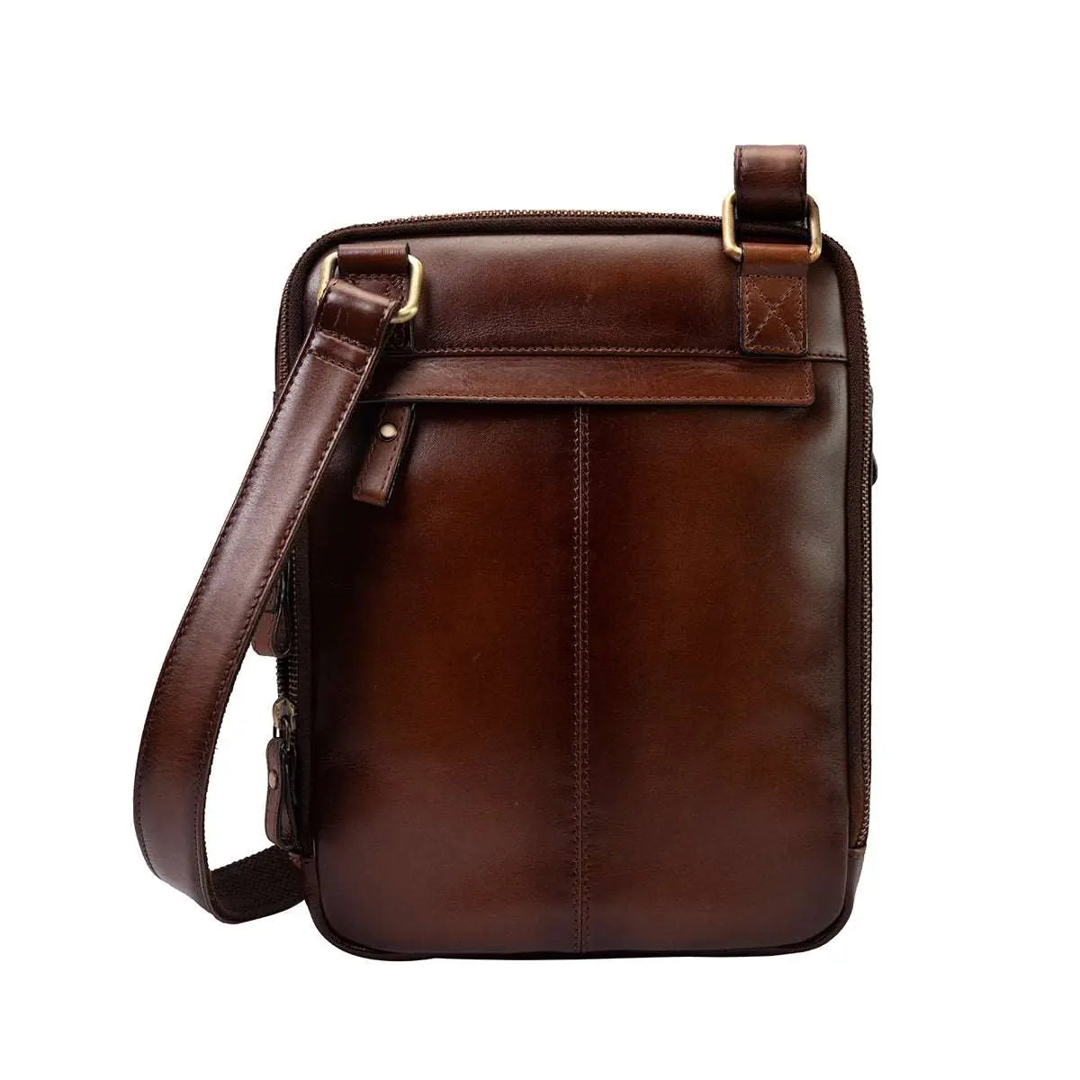 Manhattan Messenger Bag for I-Pad in Genuine Leather - Brown Bear