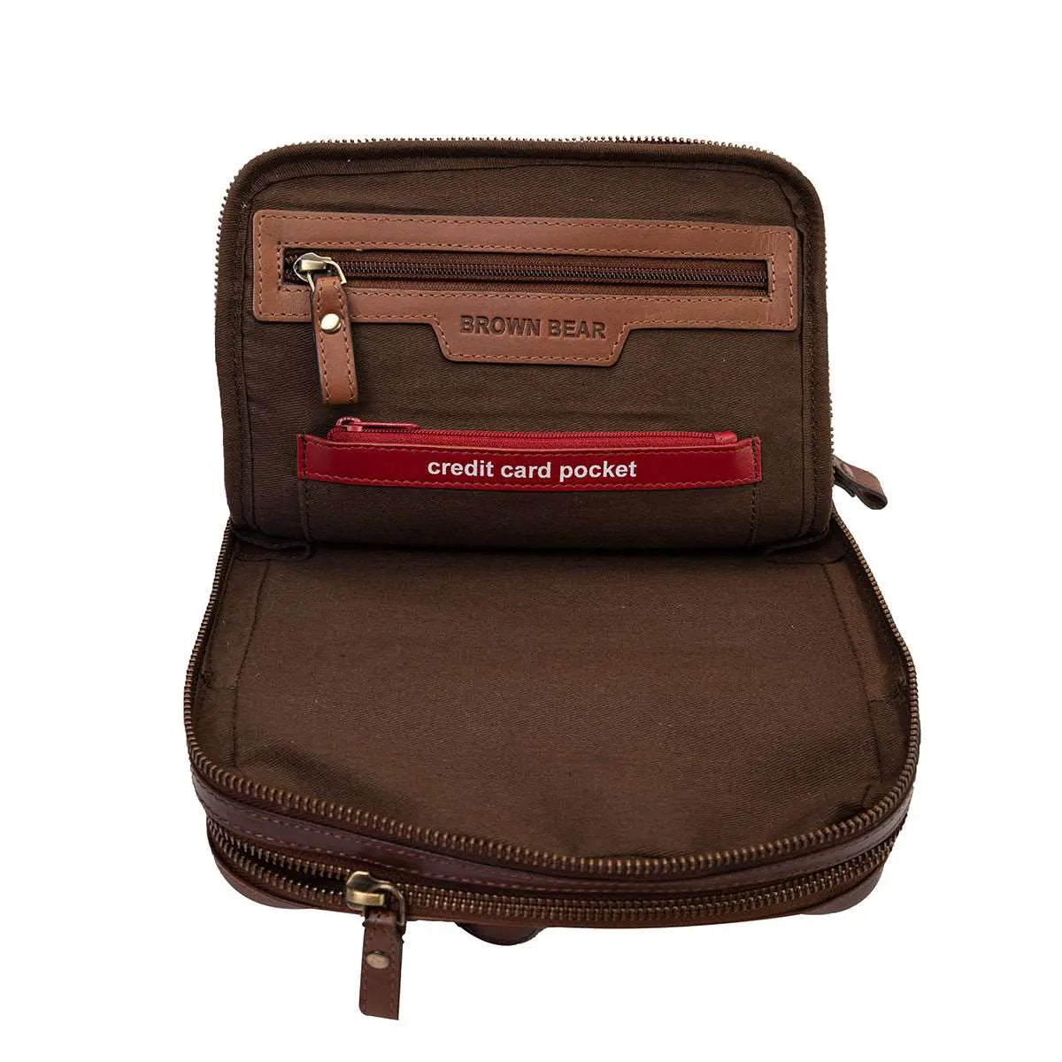 Manhattan Messenger Bag for I-Pad in Genuine Leather - Brown Bear