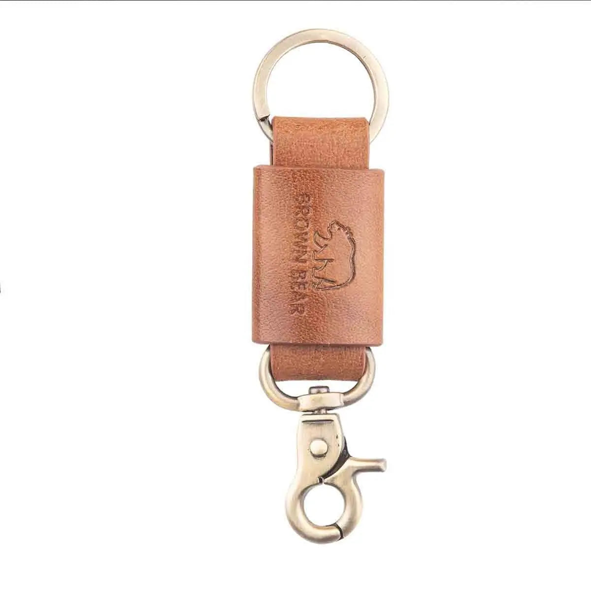 Max Key Holder in Genuine Leather - Brown Bear