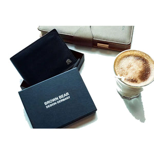 Mini Wallet for Men’s with Pocket in Genuine Leather - Brown Bear